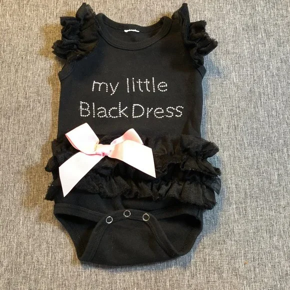 GANZ One Pieces Ganz Baby Little Black Dress Onesie Tutu Black